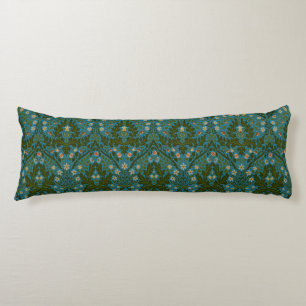 Coussins Longs Fleurs d'Automne Vintage Bleu Vert William Morris