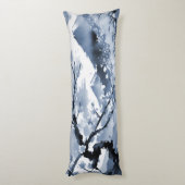 Coussins Longs Fleurs de cerisier orientales bleues (Dos (Vertical))