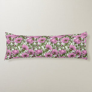 Coussins Longs fleurs de cosmos rose