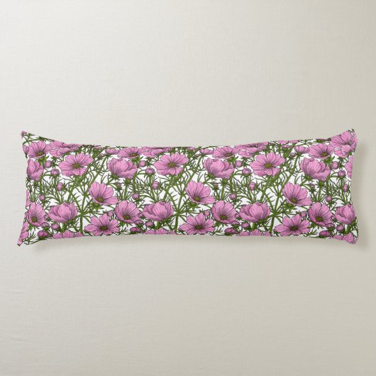Coussins Longs fleurs de cosmos rose (Devant)