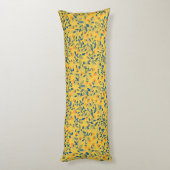 Coussins Longs Fleurs de gribouillis en bleu et jaune (Dos (Vertical))