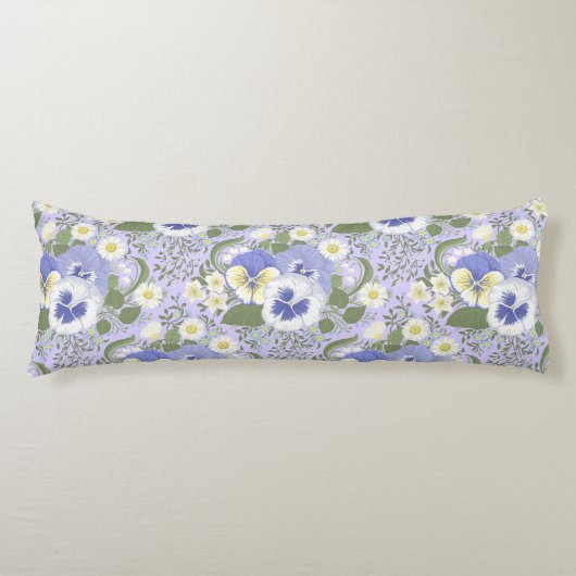 Coussins Longs Fleurs de jardin printanier sur lavande (Devant)