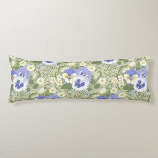 Coussins Longs Fleurs de jardin printanier sur sauge (Devant)