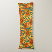 Coussins Longs Fleurs de jour tawny, bleu et jaune (Devant (Vertical))