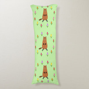 Coussins Longs Fleurs de marmotte et de tulipe mignonnes