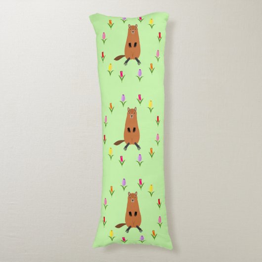 Coussins Longs Fleurs de marmotte et de tulipe mignonnes (Devant (Vertical))