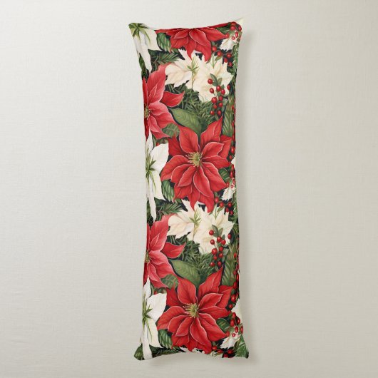 Coussins Longs Fleurs de Noël (Dos (Vertical))