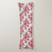 Coussins Longs Fleurs de Noël chic Poinsettia rose (Devant (Vertical))