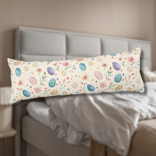 Coussins Longs Fleurs de Pâques et feuilles aquarelles vintage Œu