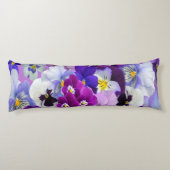 Coussins Longs Fleurs de pensée florales bleues blanches violette (Dos)