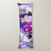 Coussins Longs Fleurs de pensée florales bleues blanches violette (Dos (Vertical))