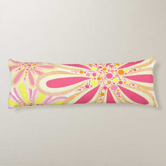 Coussins Longs Fleurs de printemps jaune et rose (Dos)