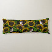 Coussins Longs Fleurs de soleil et ailerons sur noir (Dos)