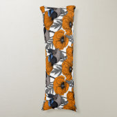 Coussins Longs Fleurs et fleurs de pavot orangé 2 (Devant (Vertical))