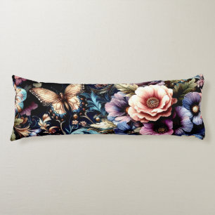 Coussins Longs Fleurs et papillons de printemps antiques