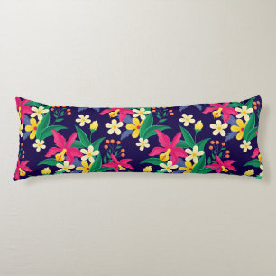 Coussins Longs Fleurs Exotiques Colorées Motif Feuilles-23021