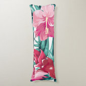 Coussins Longs Fleurs exotiques roses rayées (Devant (Vertical))