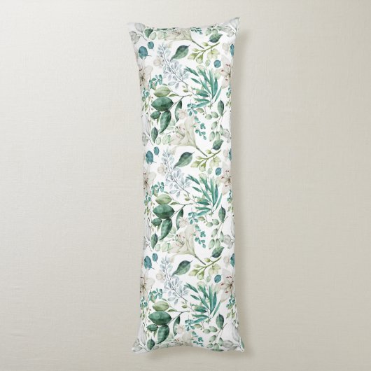 Coussins Longs Fleurs florales blanches Verdure Eucalyptus Élégan (Dos (Vertical))