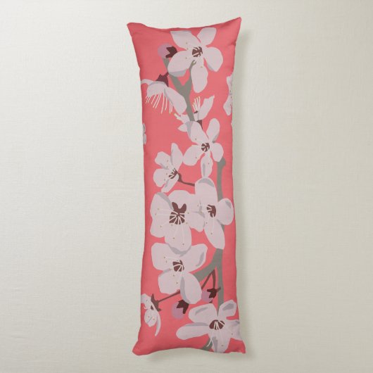 Coussins Longs Fleurs flottantes de fleurs de cerisiers (Dos (Vertical))