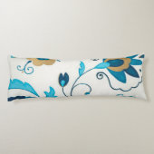 Coussins Longs Fleurs Indigo dorées avec Arrière - plan blanc (Dos)