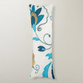 Coussins Longs Fleurs Indigo dorées avec Arrière - plan blanc (Devant (Vertical))