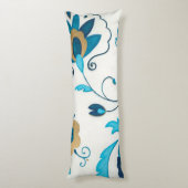 Coussins Longs Fleurs Indigo dorées avec Arrière - plan blanc (Dos (Vertical))