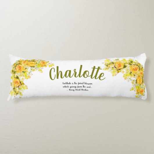 Coussins Longs Fleurs jaunes et oranges élégantes (Devant)