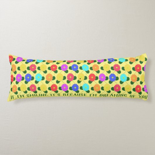Coussins Longs Fleurs ludiques sur citron (Devant)