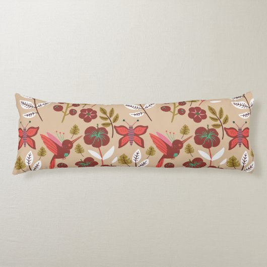 Coussins Longs Fleurs motifs florales sans soudure, oiseaux, papi (Devant)