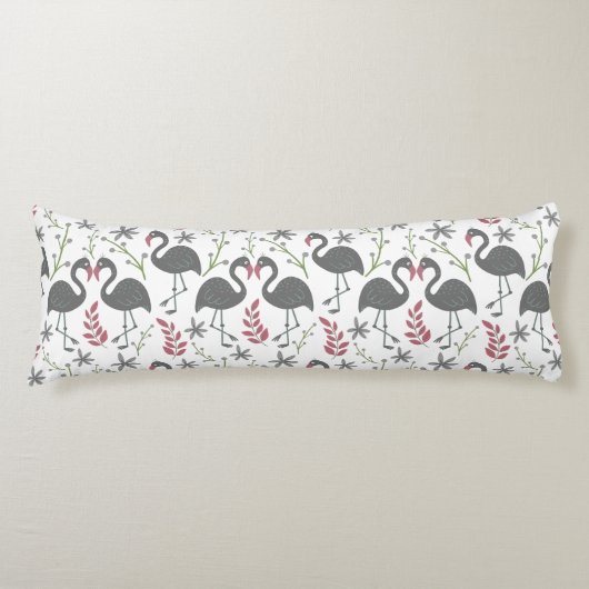 Coussins Longs Fleurs motifs roses flamingo sans coutures, feuill (Devant)