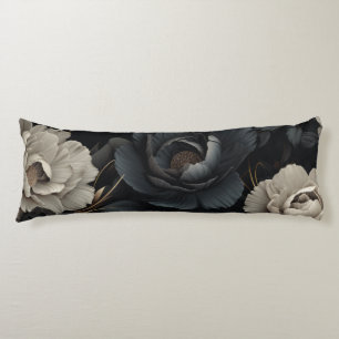 Coussins Longs Fleurs noires et blanches