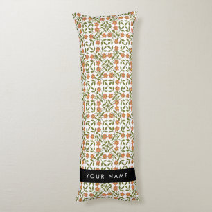 Coussins Longs Fleurs orange, Motif Floral, Boho, Votre Nom