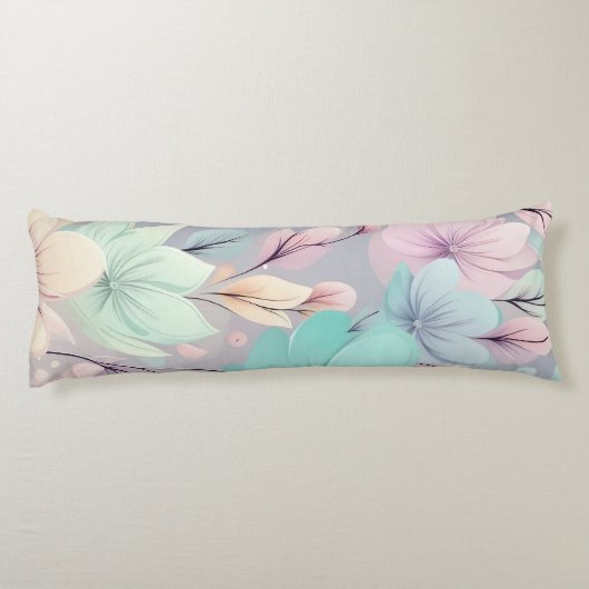 Coussins Longs Fleurs pastel et Feuilles sur Arrière - plan viole (Dos)