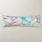 Coussins Longs Fleurs pastel et Feuilles sur Arrière - plan viole (Devant)