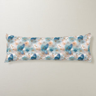 Coussins Longs Fleurs printanières vintage & Papillon bleu