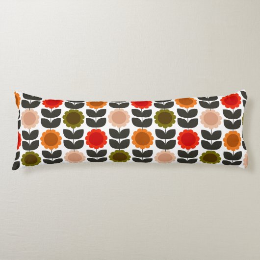 Coussins Longs Fleurs rétro groovy de style moderne du milieu du (Devant)