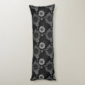 Coussins Longs Fleurs Rétro Noir et Blanc (Dos (Vertical))