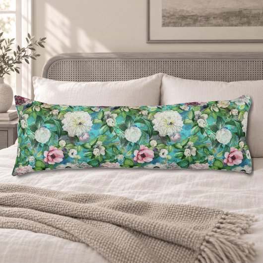 Coussins Longs Fleurs roses florales élégantes motif monogramme b