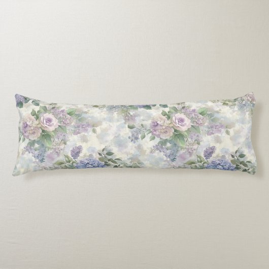 Coussins Longs Fleurs roses violettes romantiques (Devant)