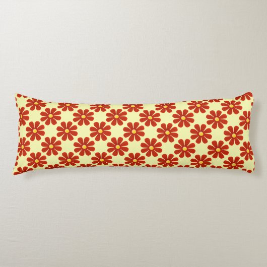 Coussins Longs Fleurs rouge foncé printemps, jaune clair arrière (Devant)