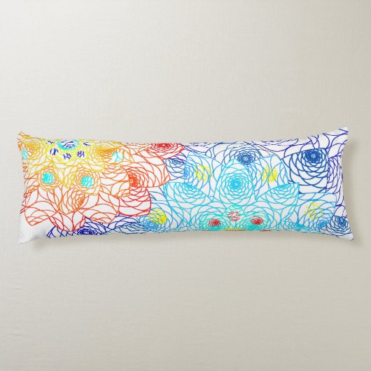 Coussins Longs Fleurs rouges et bleues (Dos)