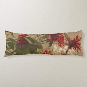 Coussins Longs Fleurs rouges et bordeaux sophistiquées sur fond b