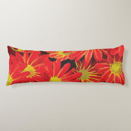 Coussins Longs Fleurs rouges et jaunes 1 (Devant)