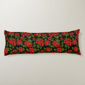 Coussins Longs Fleurs rouges sur l'arrière - plan noir (Dos)
