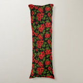 Coussins Longs Fleurs rouges sur l'arrière - plan noir (Devant (Vertical))