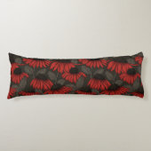 Coussins Longs Fleurs rouges sur marron (Devant)