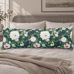 Coussins Longs Fleurs sauvages aquarelles roses romantiques