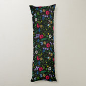 Coussins Longs Fleurs sauvages en noir (Dos (Vertical))