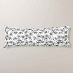Coussins Longs Fleurs sauvages en noir et blanc