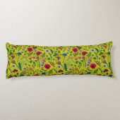 Coussins Longs Fleurs sauvages et papillons de nuit en vert (Dos)